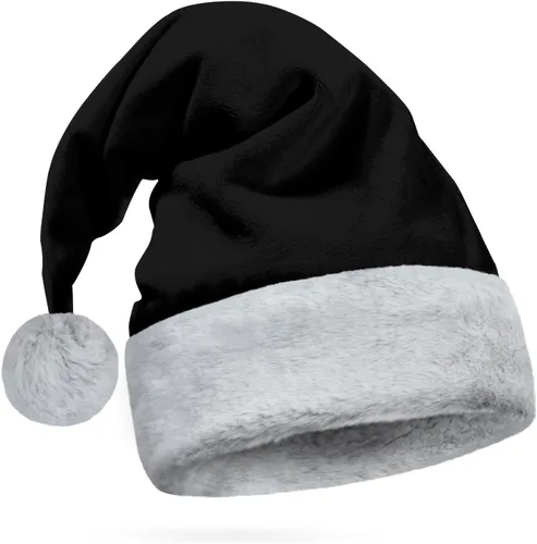 Sombrero de Santa Hexonomy, Terciopelo, Borde de Piel Sintética - Suave y Cálido Peludo, Tocado de Navidad de Lujo - Adulto, Talla Única, Talla única