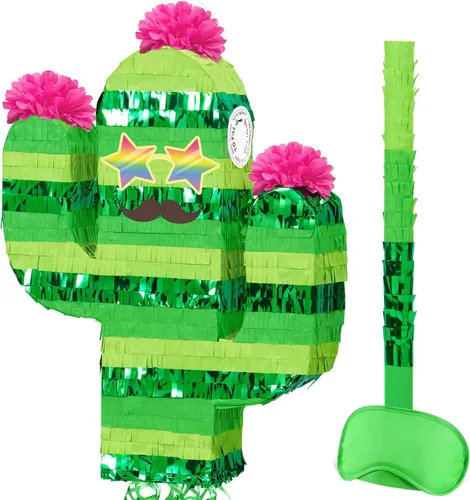 Miniatura 67 de WERNNSAI - Piñata de sirena plegable, piñata de cumpleaños con flecos que incluye cuerda para jalar, venda y bate. Decoraciones