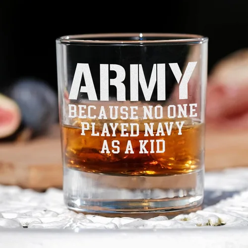 Miniatura 4 de Divertido vaso de whisky del ejército de los Estados Unidos – Regalos militares grabados para papá – 11 oz Army Because Nadie nunca jugó a la marina