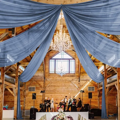 Miniatura 33 de 6 paneles de cortinas blancas para techo de boda, cortinas de techo de 5 x 10 pies, cortinas de tela transparente para arco de boda, cortinas