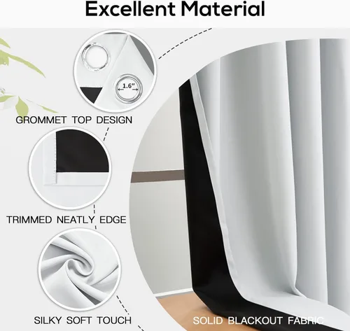 Miniatura 148 de Yakamok Cortinas negras, cortinas de ventana con aislamiento térmico y eficiencia energética para dormitorio, cortinas opacas completas y cortinas