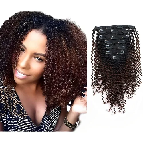 Miniatura 17 de ABH AMAZINGBEAUTY HAIR Kinkys - Extensiones de cabello rizado con clip, 3C y 4A, doble trama, cabello humano Remy real rizado para afroamericanos