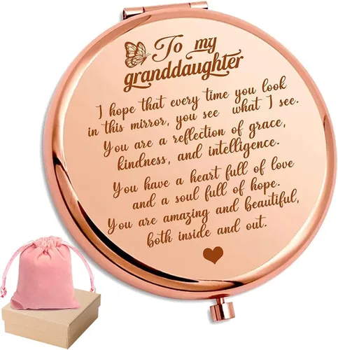 Miniatura 9 de para Mi Nieta - Eres Increíble y Hermosa - Espejo de bolsillo, espejo compacto grabado para nieta, espejo de aliento "La Familia Primero", regalos