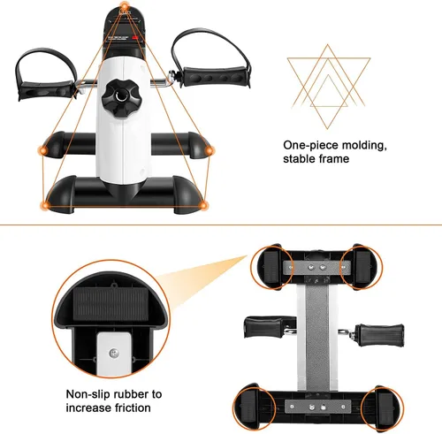 Miniatura 7 de Mini bicicleta de ejercicio, ejercitador de pedal de bicicleta Uten para debajo del escritorio, ejercitador de peddler Blanco