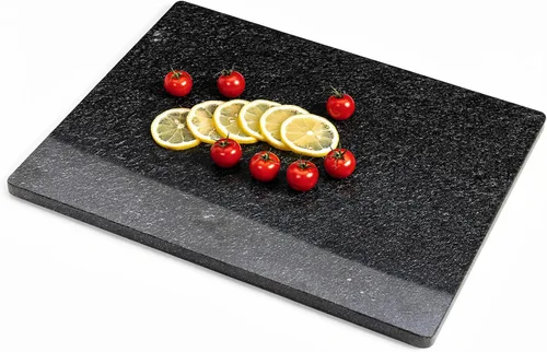 Miniatura 21 de Diflart Tabla de cortar de piedra de mármol natural para cocina, 16x16 pulgadas, negra, tabla de mármol grande para repostería con pies