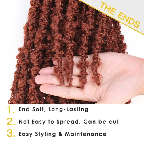 Miniatura 22 de ZRQ Butterfly Locs Cabello de Ganchillo Corto 6 Paquetes Negro Cabello Bob de Ganchillo 8 Pulgadas Locs Sintéticos Desordenados Desgastados Trenzas