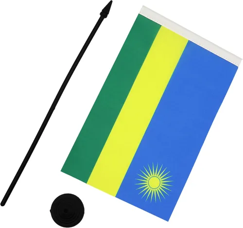 Miniatura 244 de AZ FLAG Sierra Leone Bandera de mesa 5'' x 8'' - Bandera de escritorio de Sierra Leona 21 x 14 cm - Bastón y base de plástico negro