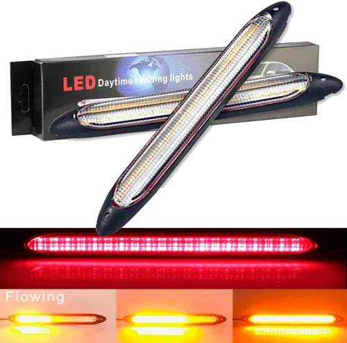 Miniatura 10 de YSY Tira de luces LED DRL para circulación diurna, impermeable, 12 V, luz de giro secuencial, flujo amarillo, universal, 2