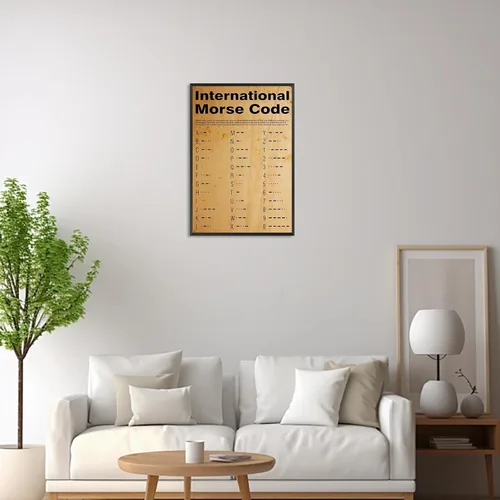 Miniatura 8 de Póster vintage internacional en código morse con alfabeto fonético morse, arte de pared retro de 1800 para amantes de los militares, pintura