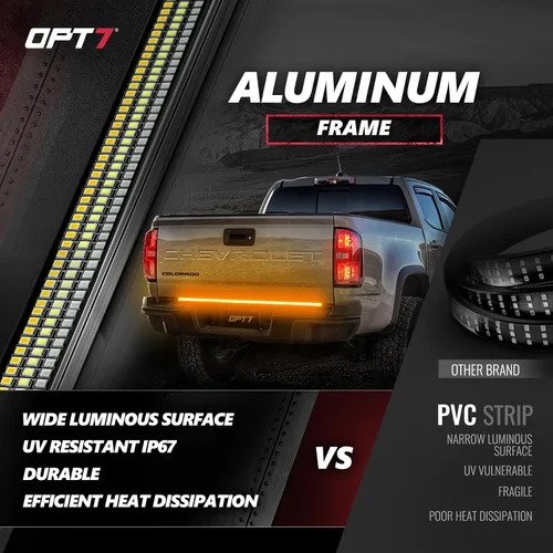 Miniatura 5 de OPT7 Paquete Plug'n'Play para GMC Sierra 1500 2019-2021 con portón trasero eléctrico – Barra de luz LED Redline de 48 pulgadas para portón trasero