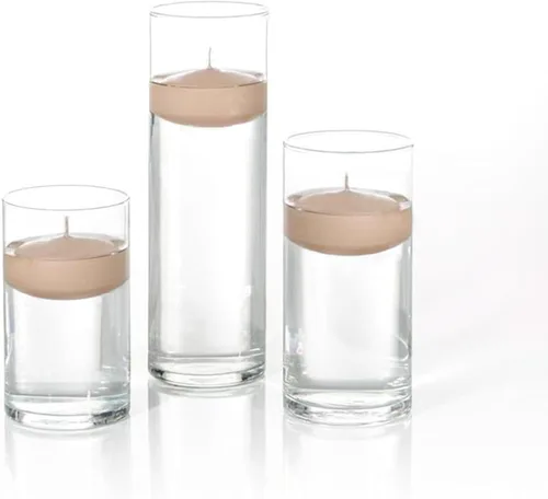 Miniatura 5 de yummi Juego de 18 velas flotantes y jarrones cilíndricos - Borgoña