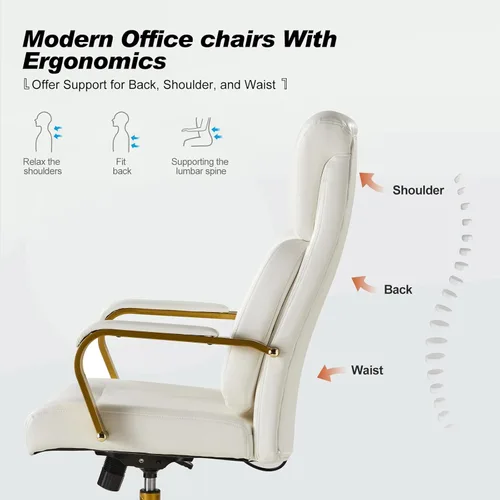 Miniatura 5 de HULALA HOME Silla de oficina ejecutiva con soporte lumbar ajustable, silla de oficina ergonómica de cuero con reposabrazos acolchados, inclinación