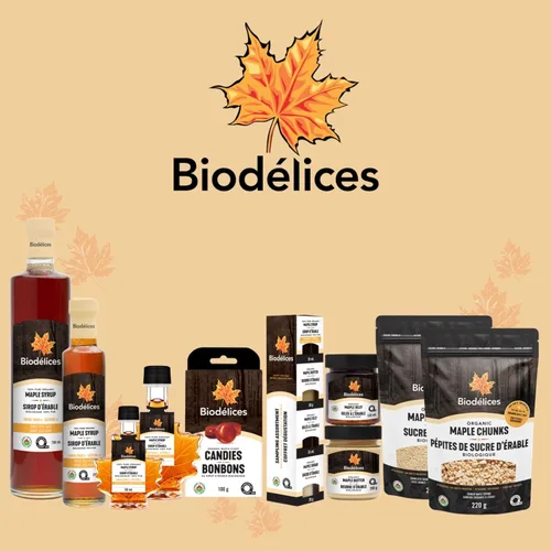 Miniatura 7 de Biodélices - Jarabe de arce orgánico 100 % puro, grado A, lo mejor de Quebec en elegante botella de hoja de arce de Biodélices