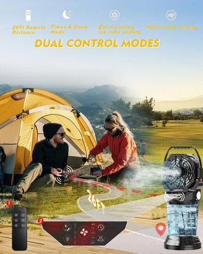 Miniatura 5 de Ventilador de nebulización portátil 2026 con batería recargable de 30000 mAh, ventilador oscilante automático de 120°, ventilador de pulverización