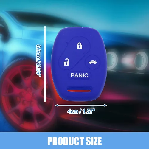 Miniatura 4 de Estuche protector de llave inteligente con 4 botones para Honda Accord Civic CR-V Element Pilot, de silicona, negro y azul (Paquete de 2)
