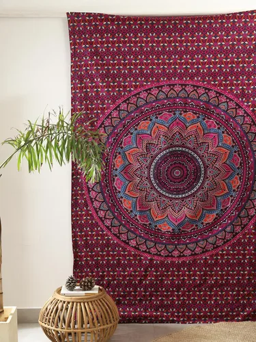 Miniatura 40 de Popular Handicrafts Original Ombre - Tapiz indio Mandala para pared, ornamento hippie, colcha bohemia con brillo metálico