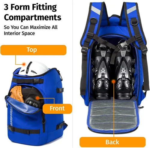 Miniatura 5 de Bolsa para botas de esquí, mochila de viaje de 50 l impermeable para botas de snowboard, casco de esquí, lentes de protección, guantes, esquís