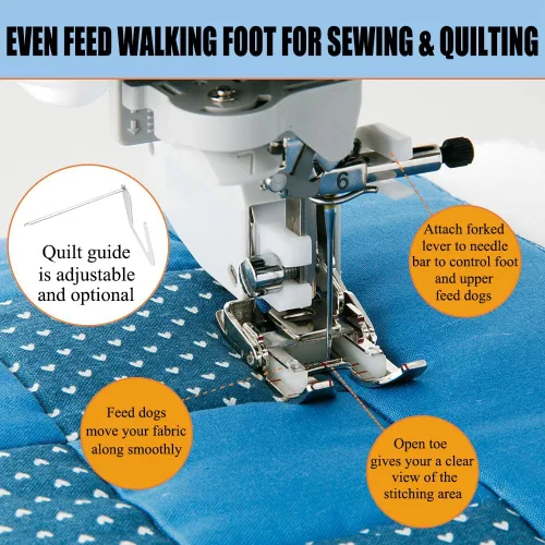 Miniatura 3 de Pie de pie abierto con guía de acolchado para máquinas de coser Brother de vástago bajo, para coser rayas, cuadros, telas de múltiples capas