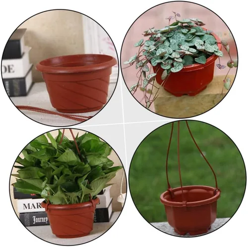 Miniatura 8 de DOITOOL Maceta de plástico octogonal colgante, maceta colgante para jardín, contenedor de flores de plástico, suministros de jardín, maceta