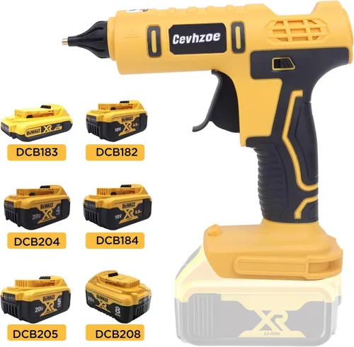 Miniatura 5 de Pistola de pegamento caliente inalámbrica para batería DeWalt de iones de litio de 20 V con 20 barras de pegamento de 0.43 pulgadas y boquilla