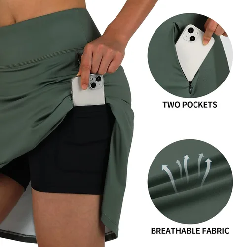 Miniatura 35 de ANIVIVO Faldas pantalón para mujer de 20 pulgadas de longitud a la rodilla, faldas deportivas de pickleball para tenis, golf y pickleball