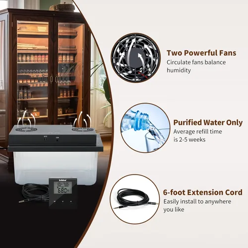 Miniatura 5 de Briidea Humidificadores eléctricos para gabinete (10-50 pies cúbicos), 30% HR ~ 80% RH valores de ajuste de humedad, temperatura y humedad