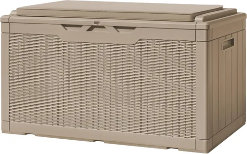 Miniatura 29 de Greesum Caja de resina de 31 galones para todo tipo de clima, cajas de almacenamiento al aire libre para juegos de muebles de patio, juguetes al