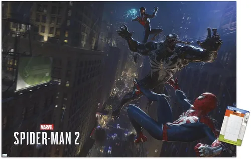 Marvel's Spider-Man 2 - Póster de pared de lucha con veneno, 34 pulgadas de largo x 22.4 pulgadas de ancho, paquete de póster y montaje prémium