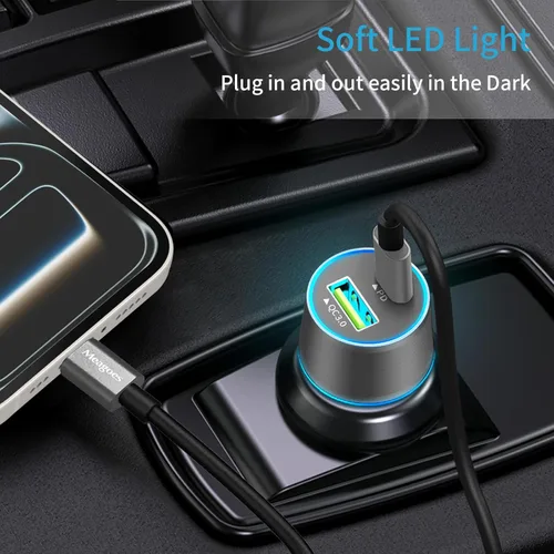 Miniatura 6 de Cargador de coche gris de 67.5 W USB C de carga súper rápida, enchufe de puerto USB C y QC3.0 de 45 W para iPhone 17 Pro Max/Air/16/15/iPad, Gris