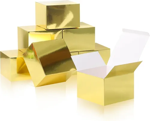 Miniatura 30 de COTOPHER 100 cajas de regalo pequeñas, cajas de regalo de 2 x 2 x 2 pulgadas, cajas de regalo de papel con cintas, caja de dulces para recuerdos