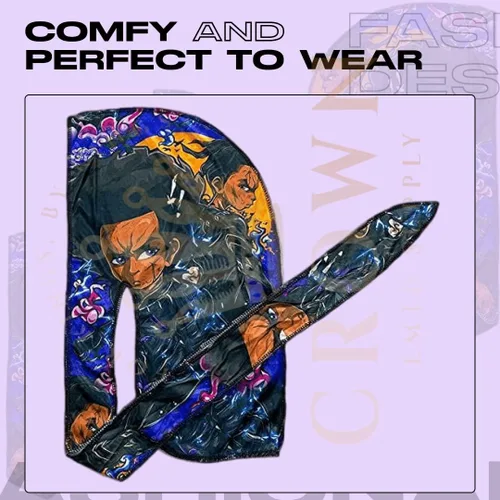 Miniatura 5 de Art Silky Durag con colas largas y anchas, durags de tela de seda suave satinada para mayor comodidad y compresión