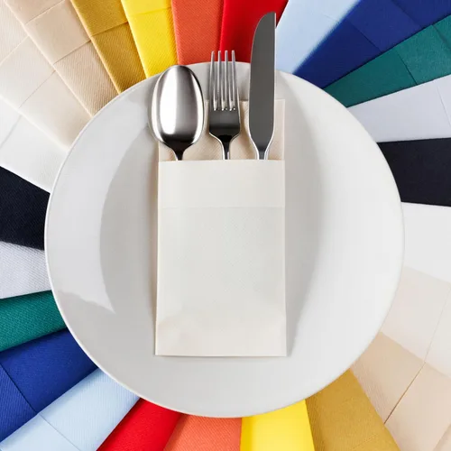 Miniatura 15 de Servilletas de bolsillo American Homesttead, paquete de 50 unidades, 15.75 x 15.75 pulgadas, papel de lino con tacto airlaid, plegadas con bolsillo