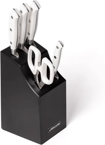Miniatura 6 de Arcos Cuchillo forjado dentado de acero inoxidable de nitrum de 5 pulgadas y hoja de 5.118 in. Mango ergonómico POM de polioximetileno. Serie Blanco