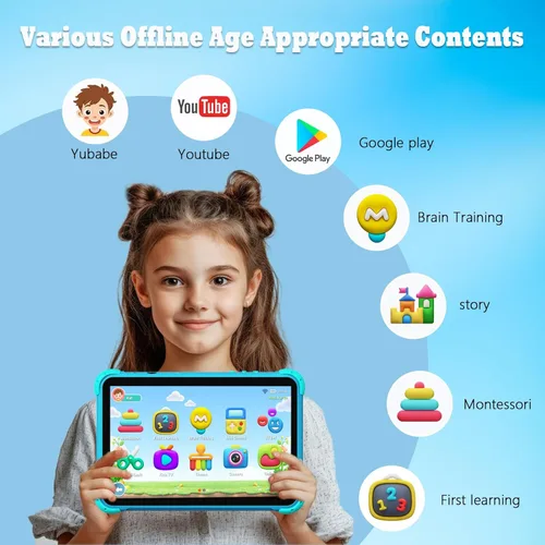 Miniatura 3 de Tablet para niños de 10 pulgadas, tablet para niños, tabletas Android para niños pequeños con estuche, tabletas para niños con control parental