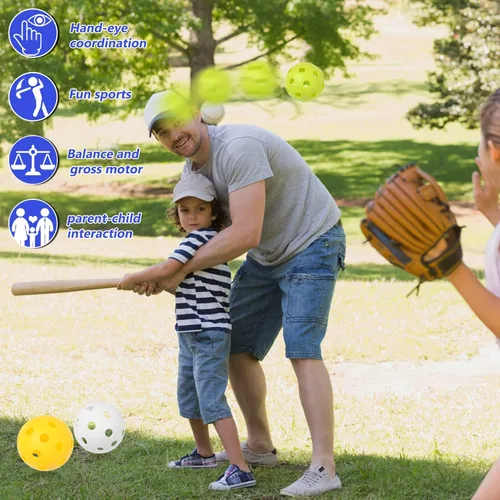Miniatura 5 de Pelotas de béisbol de práctica de plástico de 9 pulgadas con bolsa de malla [antigrietas], pelotas de béisbol de entrenamiento suave, bateo