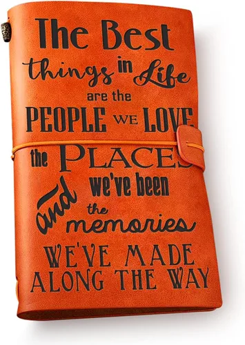 Diario de cuero con citas inspiradoras para mujeres y hombres – The Best Things in Life are the People You Love Quote Vintage Travel Motivacional