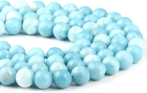 Miniatura 7 de Cuentas de larimar 100% naturales redondas de piedra suelta para hacer joyas, collar, regalo, 0.157 in