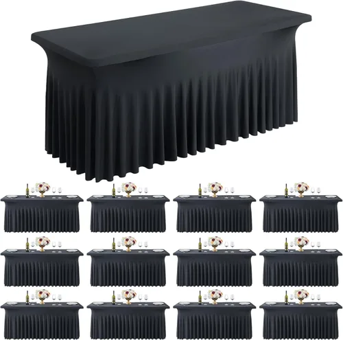 Miniatura 39 de Outpain - 4 paquetes de mantel de elastano de 6 pies para mesas plegables estándar - Mantel de mesa rosa bebé, protector de mesa para fiesta, boda