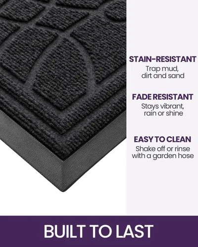 Miniatura 3 de DEXI Felpudo para puerta delantera exterior, tapete de perfil bajo resistente y antideslizante para la entrada, tapetes de bienvenida que atrapan