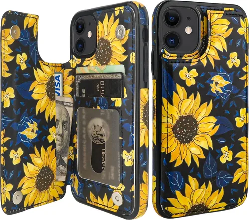 Miniatura 11 de HAOPINSH Funda tipo cartera para iPhone 11 con portarjetas, patrón de mármol rosa azul con tapa trasera plegable, funda de cuero PU con soporte