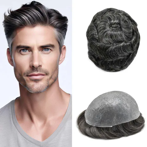 Miniatura 16 de Hombres Toupee Hair Thin Skin Men Human Hair Piece Men Toupee Cabello humano V-loop de aspecto natural Toupee Hombres Hairpiece Men Hair System