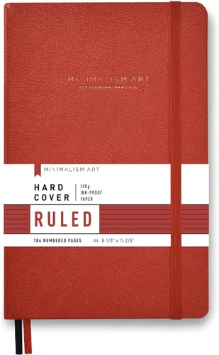 Miniatura 17 de Minimalism Art, Premium Hard Cover Notebook Journal, X-Large Size, Master A4 8.3" x 11.4", 186 Numbered Pages, Gusseted Pocket, Ribbon Bookmark