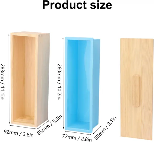 Miniatura 2 de Paquete de 6 cajas de madera artesanales para hacer jabón, moldes de silicona de alta calidad de 42 onzas con caja de madera y tapa, ideal