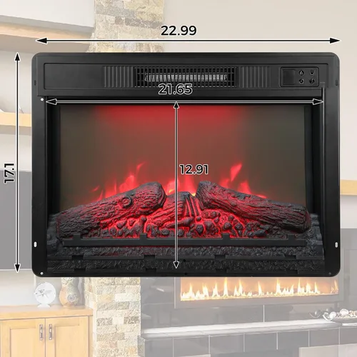 Miniatura 4 de Royalcraft - Chimenea eléctrica de 23 pulgadas para insertar en soporte de TV, chimenea eléctrica empotrada con llamas multicolores 3D