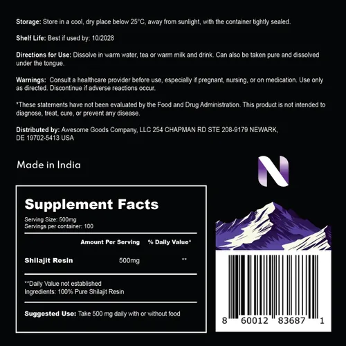 Miniatura 4 de Resina Shilajit del Himalaya, 75% de ácido fúlvico, refuerzo de energía natural, resistencia y vitalidad, más de 85 minerales traza, suplemento