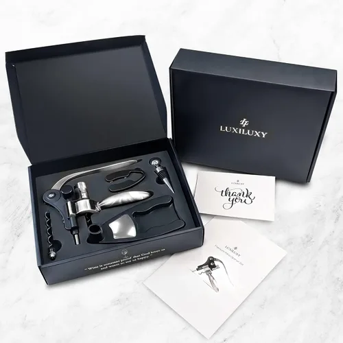 Miniatura 5 de Juego de sacacorchos para abrebotellas de vino – Luxiluxy [2023 actualizado, no se rompe!] Incluye cortador de aluminio, tapón de botella, soporte