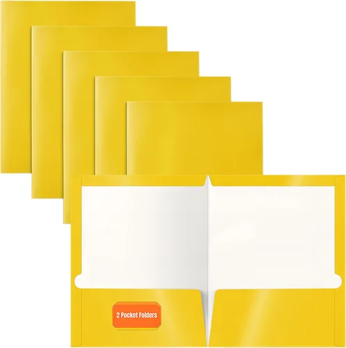 Miniatura 9 de Better Office Products Carpetas de papel azul laminado brillante de 2 bolsillos, tamaño carta, portafolios de papel azul, caja de 25