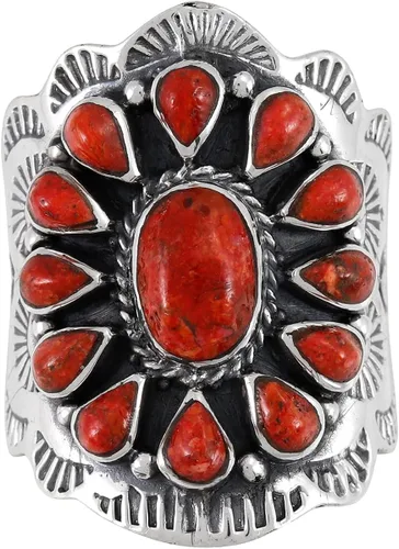 Miniatura 3 de Anillo de plata de ley con piedras preciosas auténticas y turquesa (selecciona color)