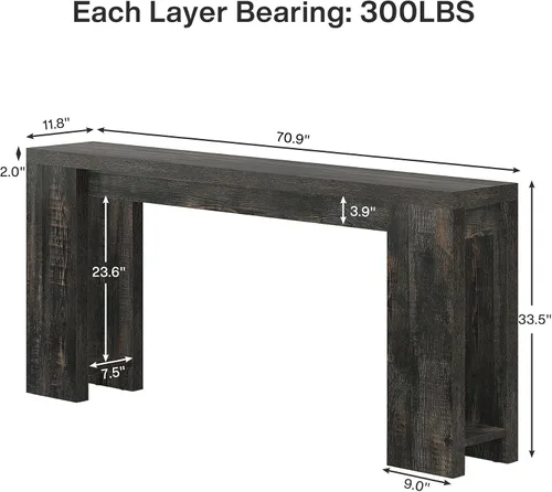 Miniatura 2 de Tribesigns Mesa Consola Extra Larga de 70.9 Pulgadas, Mesa de Sofá de Madera Estilo Granja Detrás del Sofá, Mesa de Acento Estrecha para Entrada