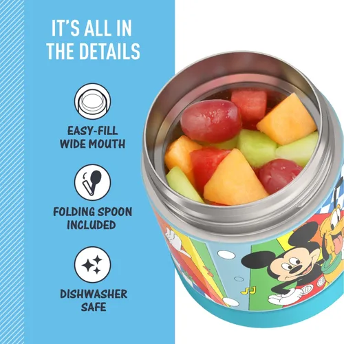 Miniatura 4 de THERMOS FUNTAINER - Tarro de comida para niños aislado al vacío de acero inoxidable de 10 onzas con cuchara, preescolar Mickey